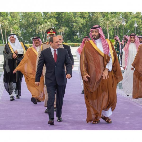 الأمير محمد بن سلمان خلال استقباله الرئيس السيسى  