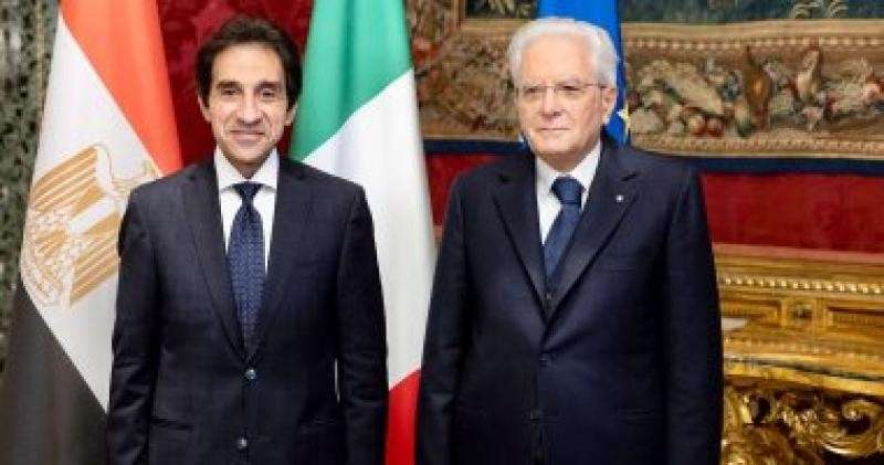 السفير بسام راضى والرئيس الإيطالي 