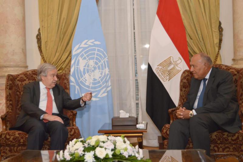 وزير الخارجية سامح شكرى والامين العام للأمم المتحدة جوتيريش