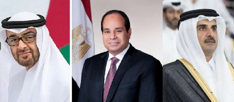الرئيس السيسى والشيخ محمد بن زايد والشيخ تميم 